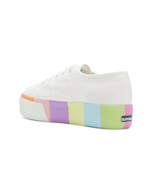 Superga Rainbow Platform Sole Sneakers in White | Lyst
