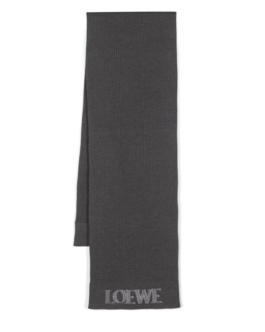 Loewe Gray Logo Wool Scarf