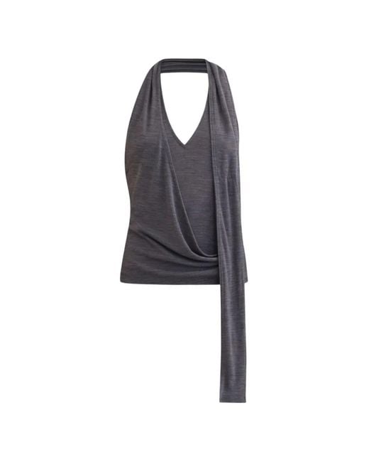 Belle Anna Blue Draped Halterneck Top