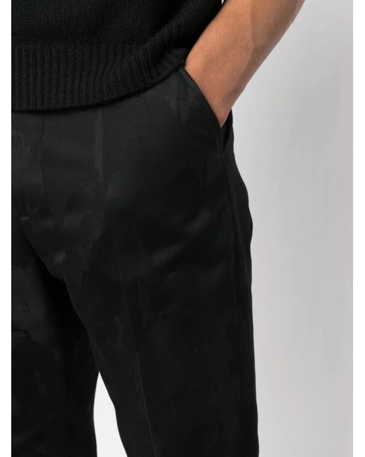 McQueen Black Jacquard Tailored Trousers for men