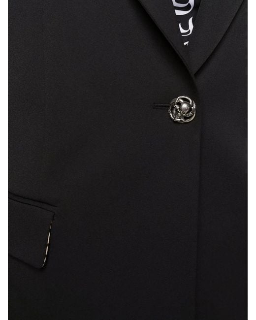 Philipp Plein Black Cady Crystal Skull Blazer