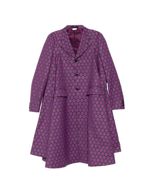 Comme des Garçons Purple Geometric-Pattern Single-Breasted Coat for men