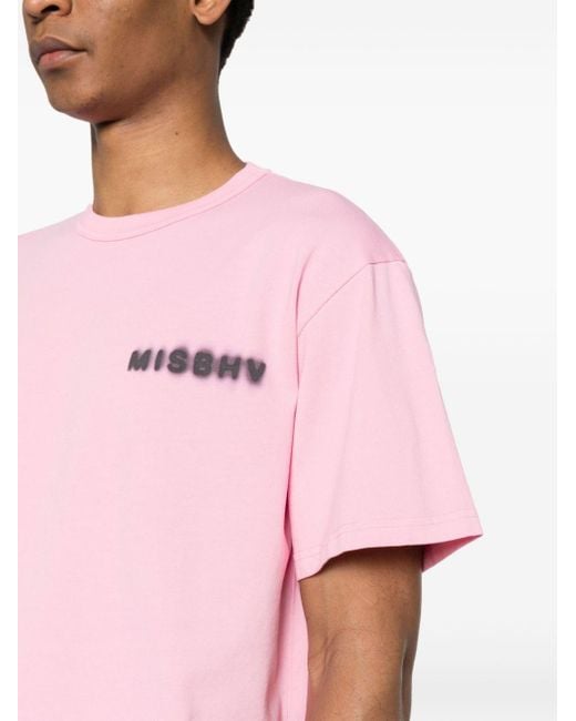 M I S B H V Pink Logo-print Cotton T-shirt for men