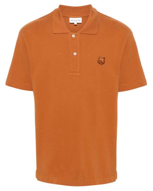 Maison Kitsuné Katoenen Poloshirt Met Vossenkop in het Orange voor heren