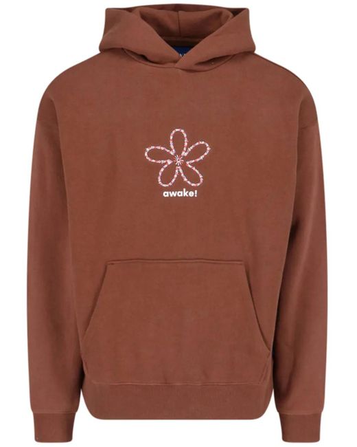 AWAKE NY Brown Logo-Print Hoodie for men
