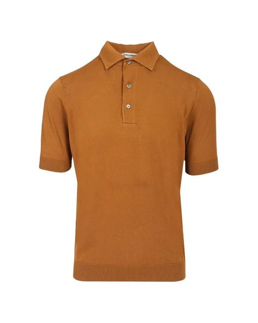 Al Duca D'aosta Brown Ribbed-Trim Cotton Polo Shirt for men
