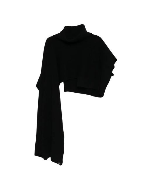 Limi Feu Black Ribbed-Knit Cropped Sweater