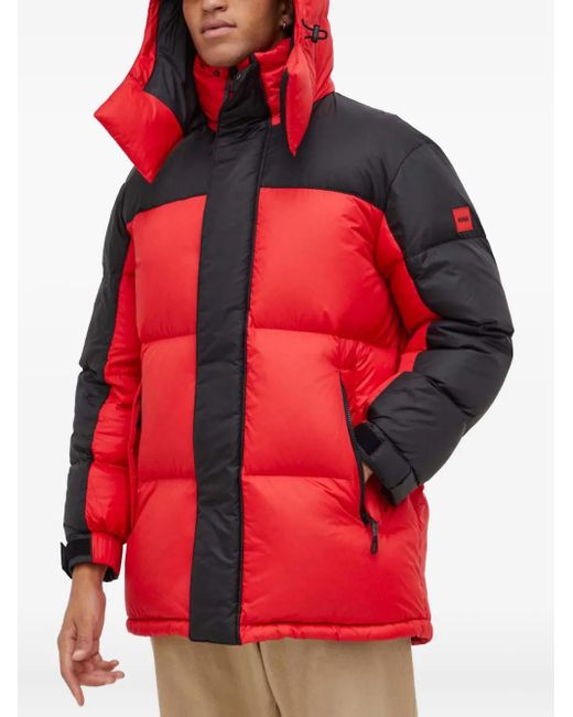 HUGO Red Hooded Colourblock Jacket for men
