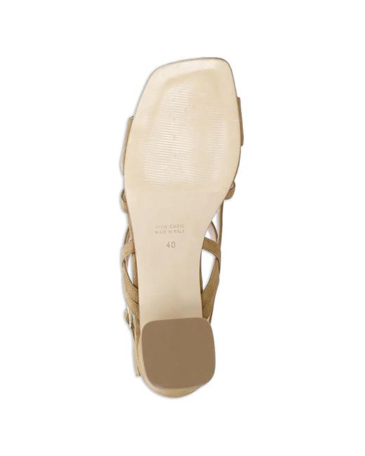 Julie Dee Natural Strappy Suede Sandals