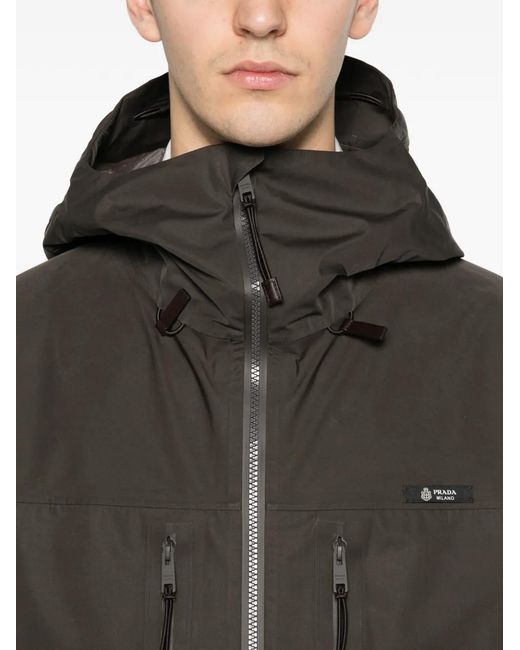 Prada Brown Hooded Zip Jacket for men