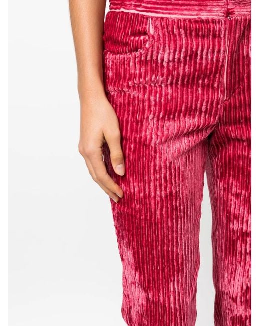 Isabel Marant Red Mid-Rise Corduroy Cropped Trousers
