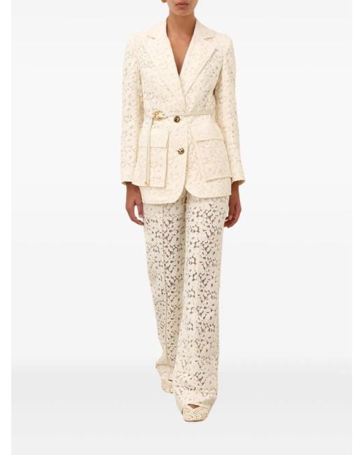 Zimmermann Natural Illuminate Lace Trousers