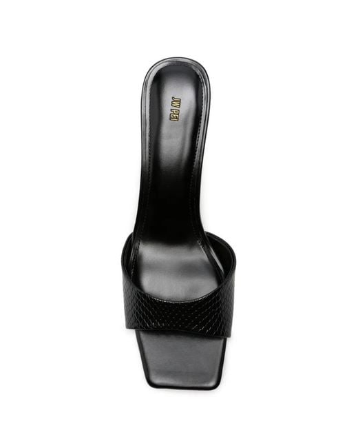 JW PEI Black Hannah Snakeskin-Effect Sandals