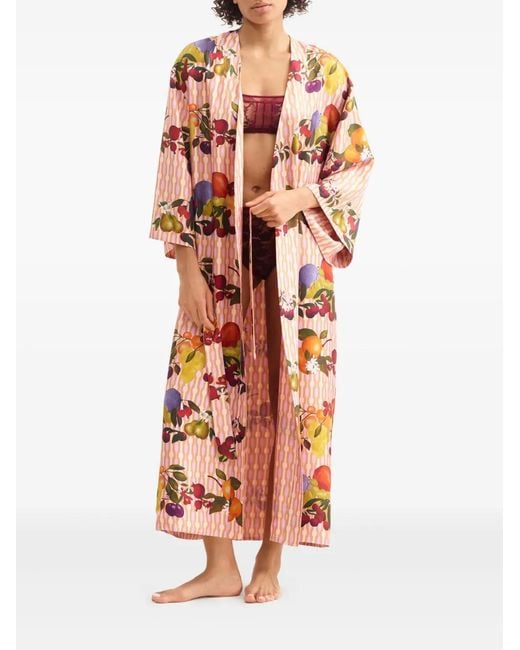 Eres Pink Saveur Fruit-Print Chain-Pattern Reversible Robe