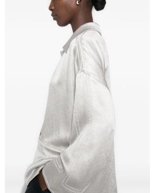 Giorgio Armani White V-Neck Long-Sleeve Blouse