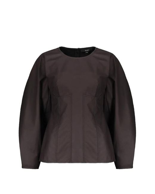 Ellery Black Puff-Sleeves Blouse