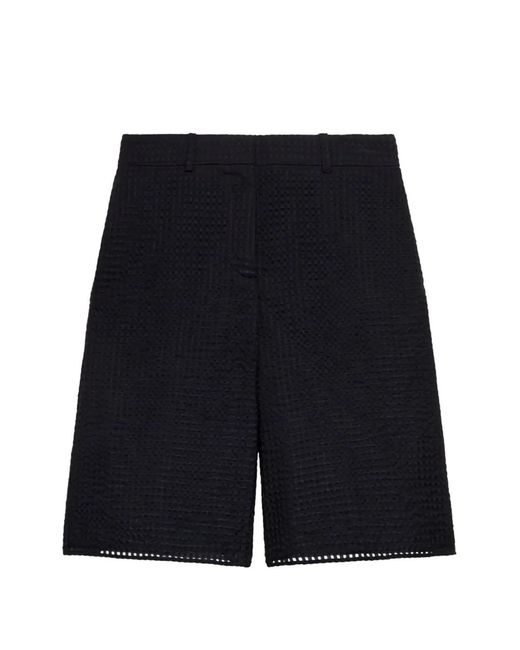 Another Tomorrow Blue Gingham Bermuda Shorts