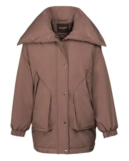 Moorer Brown Wide-Collar Padded Jacket