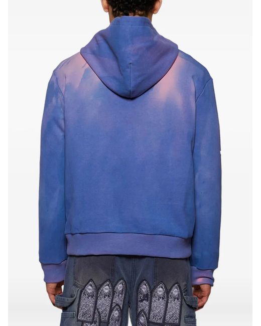 Rensuke Tokyo Blue Logo Print Cotton Hoodie for men