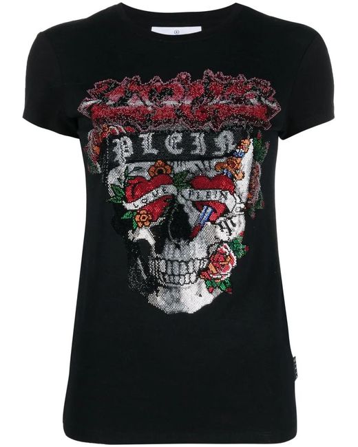 Philipp Plein Black Rhinestone-Embellished Short-Sleeve T-Shirt
