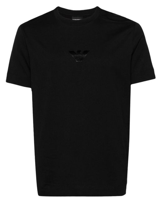 Logo-appliqué cotton T-shirt Emporio Armani de hombre de color Black