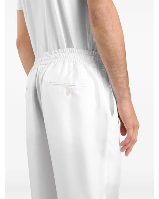 Dolce & Gabbana White Silk Twill Jogging Trousers for men
