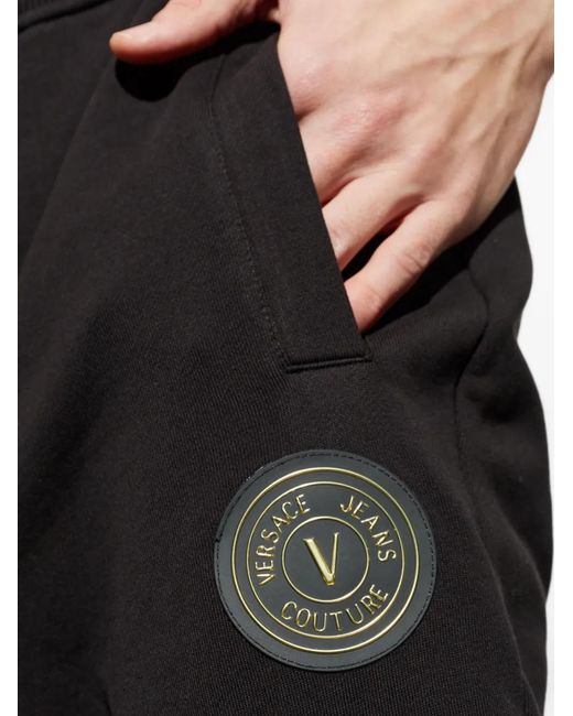 Versace Jeans Couture Black Drawstring Logo Trousers for men