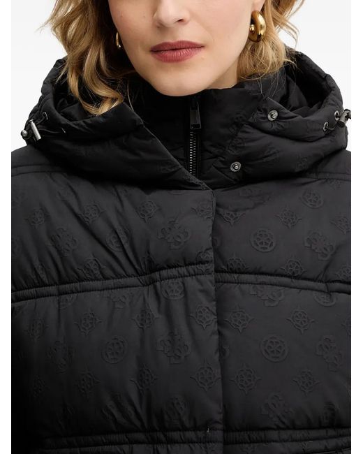 Guess Black Hooded Embossed Jacket