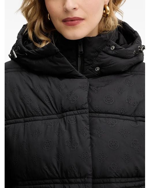 Guess Black Hooded Embossed Jacket