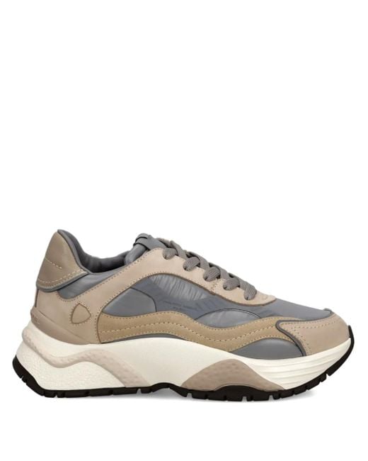 Philippe Model Gray Panel Sneakers Mit Gummisohle