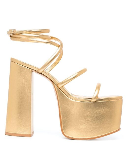Cult Gaia Leather Hyte 165mm Platform Sandals in Gold (Metallic) | Lyst