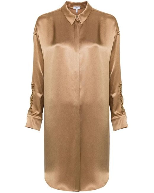 Loewe Natural Chain-Link Silk Midi Shirtdress