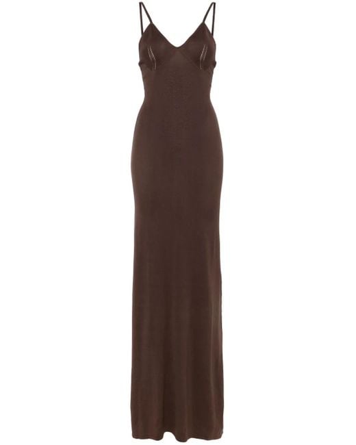 AYA MUSE Brown Gestricktes Maxikleid