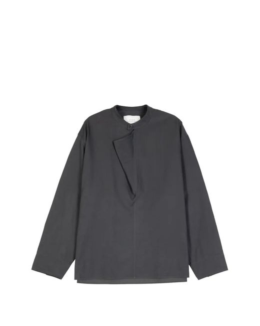 Studio Nicholson Black Solis Drape Collar Shirt for men