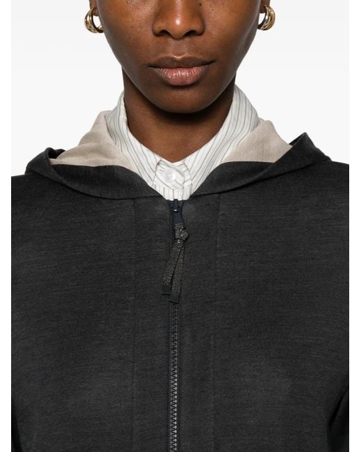 Brunello Cucinelli Black Cotton And Silk Blend Hoodie