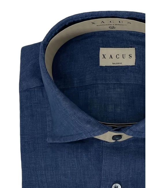 Xacus Blue Point-Collar Buttoned Shirt for men