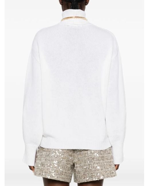 SIMONA CORSELLINI White Cut-Out Turtleneck Sweater