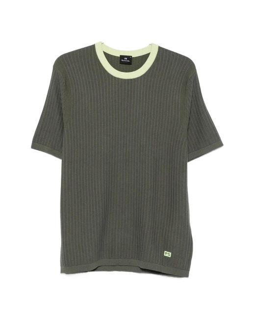 Paul Smith Green Ribbed-Knit T-Shirt for men