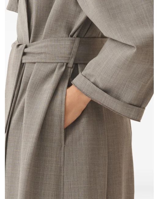 Fabiana Filippi Gray Belted Collar Trench Coat
