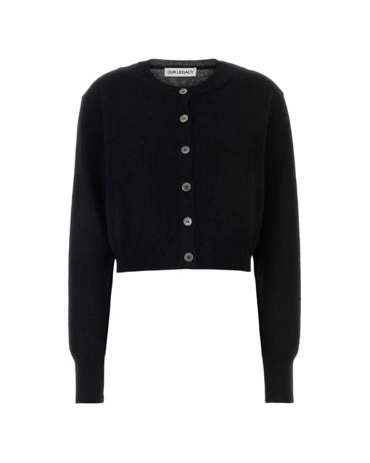 Our Legacy Black Cropped Buttoned Cardigan