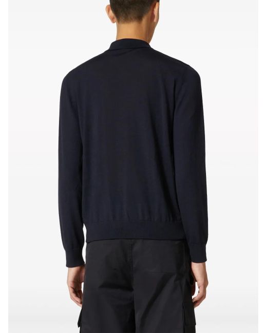 Valentino Garavani Blue Long-Sleeve Polo Shirt for men