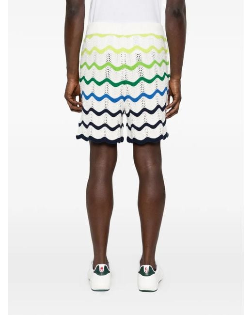 Casablanca Green Wave Pattern Knitted Shorts for men