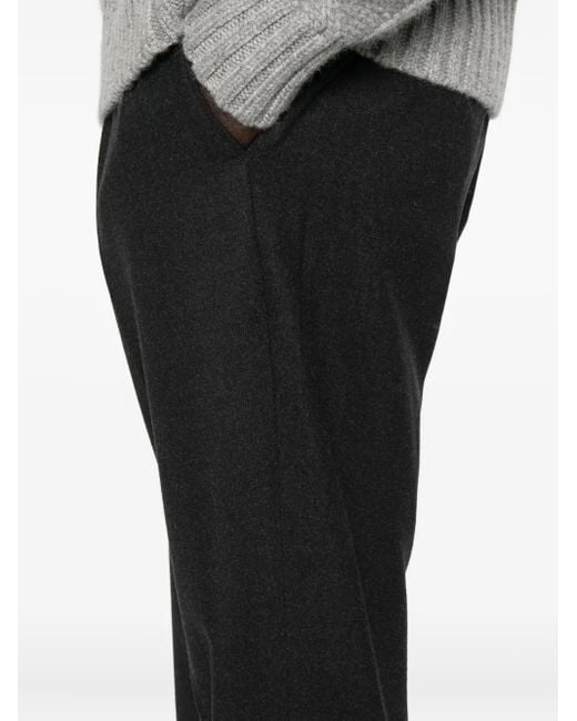 Cellar Door Black Pleated-Cuff Trousers for men