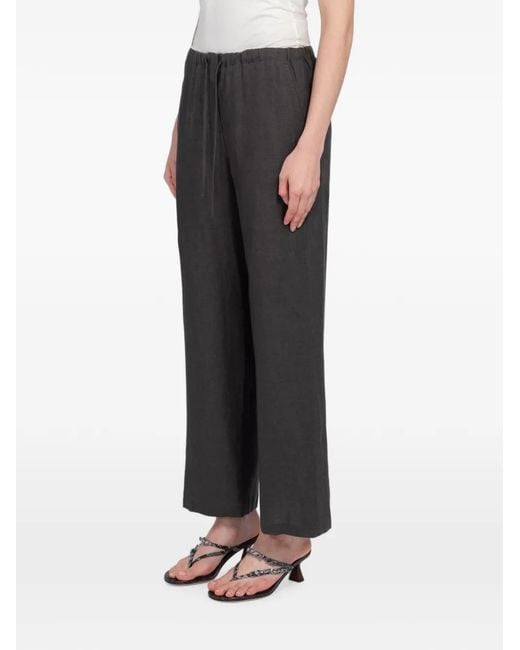 Amomento Black Drawstring Linen Trousers