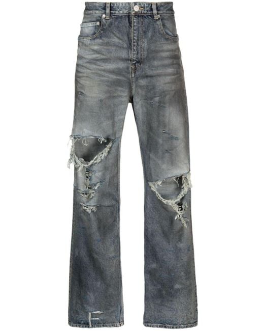 Balenciaga Blue Ripped Loose-fit Jeans for men