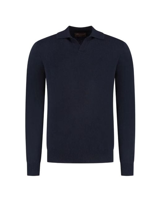 Doriani Blue Long-Sleeve Cashmere Sweater for men