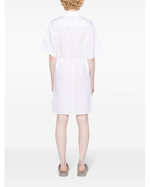 Calvin Klein White Short-sleeve Belted Shirtdress