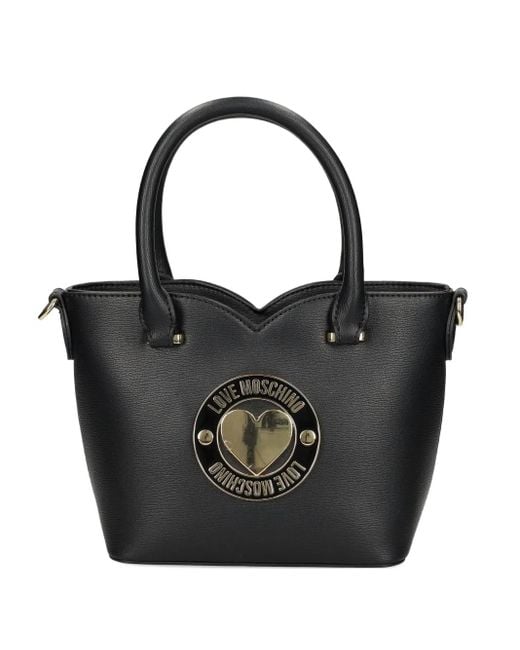 Love Moschino Black Heart-Plaque Tote Bag