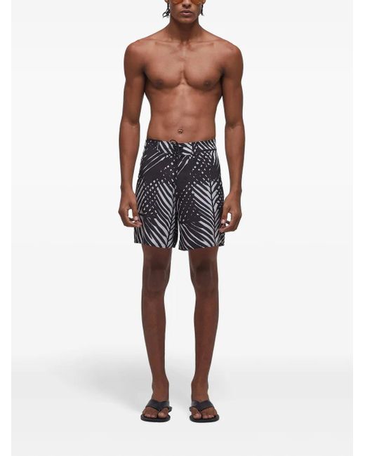 Osklen Black Palm Tree-Print Swim Shorts for men