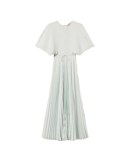 Twinset White Crêpe De Chine Pleated Dress